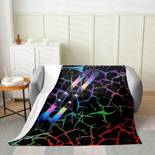 Miniatura 2 de Erosebridal Manta de snowboard de 40 x 50 pulgadas, moderna manta abstracta para niños y niños, acogedora para cama y sofá, manta de forro polar