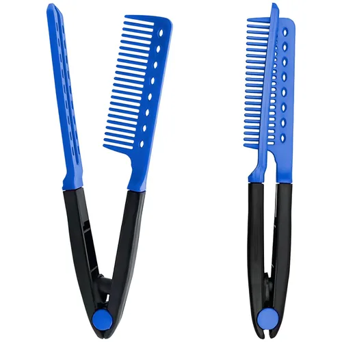 Juego de 2 peines alisadores de cabello, peine de hierro plano para hermosos tresses, alisador con agarre firme, ideal para cabello anudado y