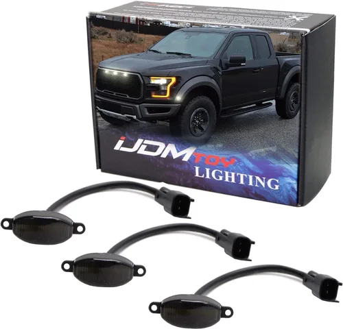 iJDMTOY 3 lámparas de funcionamiento con rejilla LED blanca con lente ahumada compatibles con Ford Raptor 2010-14 y 17-20 (alimentado por 36 piezas