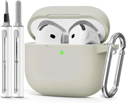 Miniatura 10 de Funda para AirPods 4 2024, viene con kit de limpieza, funda protectora de silicona suave para fundas Apple AirPods de 4ª generación con llavero