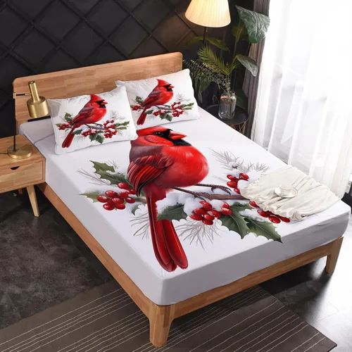 Miniatura 3 de Sábanas de pájaro tamaño individual – Sábanas y fundas de almohada de loros – 100% microfibra, estampado de alta cantidad de hilos, sábana encimera