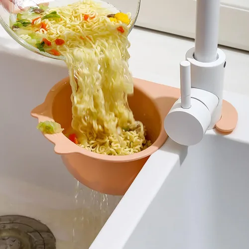 Miniatura 2 de Colador para colocar sobre el fregadero, cesta de drenaje para lavar verduras y frutas, escurrir pasta cocida y platos secos, se cuelga en el grifo