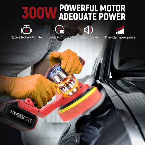Miniatura 2 de Pulidora Inalámbrica Actualizada con Baterías de 2x4.0Ah, 6 Velocidades Variables hasta 5500 RPM, Pulidora Buffer de 6 Pulgadas para Automóvil