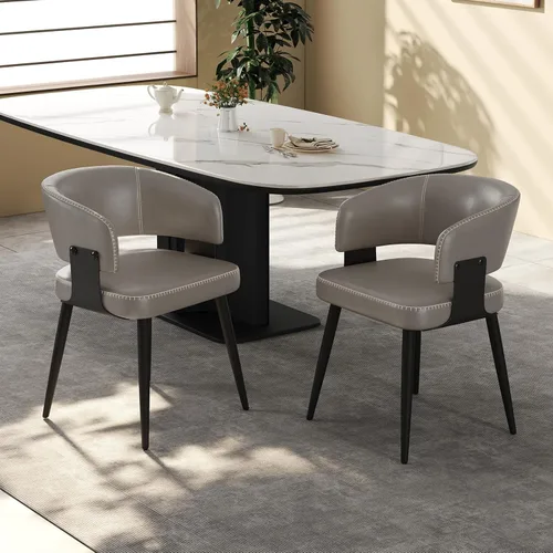 Miniatura 12 de Dining Chairs Set of 2, Modern Upholstered Faux Leather Kitchen Chairs with Curved Back, Easy to Assemble & Clean for Dining Room, Restaurant, Cafe