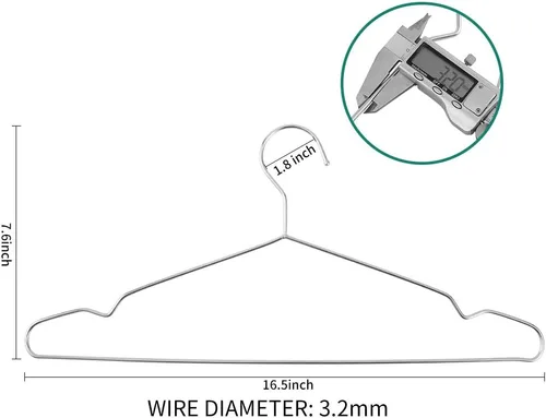 Miniatura 2 de Perchas de metal resistentes para armario de acero inoxidable de 16.5 pulgadas, paquete de 40