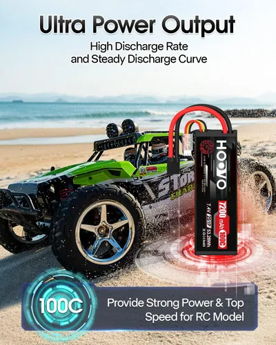 Miniatura 5 de HOOVO 2S Lipo Battery 7.4V 7200mAh 100C RC Lipo Battery Pack Estuche rígido con enchufe TR compatible con camiones RC 1/8 y 1/10 vehículos RC Car