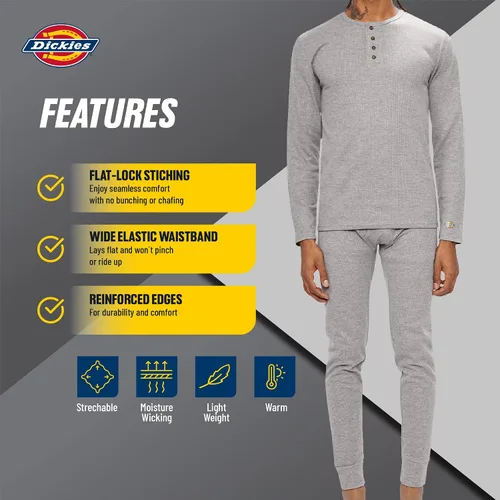 Miniatura 5 de Dickies Conjunto de ropa interior térmica Long Johns para hombre, 2 piezas de capa base para clima frío para hombre
