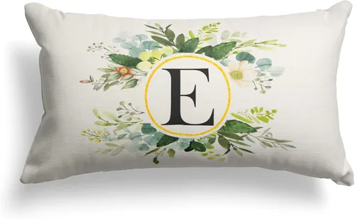 Miniatura 8 de Snycler Fundas de almohada con monograma de letra L, floral, 18 x 18 pulgadas, almohadas de primavera verdes, fundas decorativas de verano, Estilo L