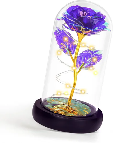 Miniatura 14 de Colorida flor de rosa regalo para San Valentín, regalo de cumpleaños para mujer, regalo de cumpleaños colorido de flores artificiales, cadena de luz