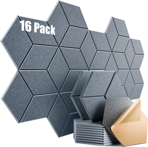 Miniatura 70 de Paquete de 12 paneles acústicos autoadhesivos de 12 x 10 x 0.4 pulgadas, paneles de espuma a prueba de sonido con alta densidad, diseño forrado