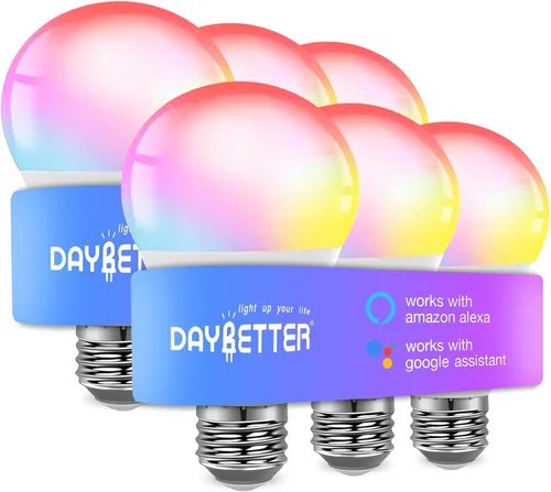Miniatura 13 de DAYBETTER Bombillas inteligentes, bombilla Alexa, bombillas WiFi, bombilla RGBCW que cambia de color A19 9W 800LM, bombillas inteligentes que