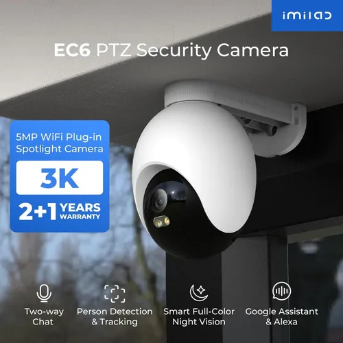 Miniatura 2 de IMILAB Cámara de Seguridad Enchufable EC6 3K para Exteriores: Cámara para Seguridad del Hogar con Foco y Vigilancia Giratoria de 360°, Cámara