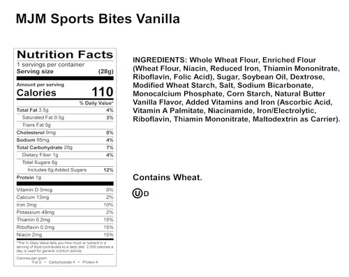 Miniatura 2 de MJM All-Sports Bites Vanillas Grahams - Caja de 150 paquetes Snack para estilos de vida activos Sabor a vainilla saludable Conveniente y sobre