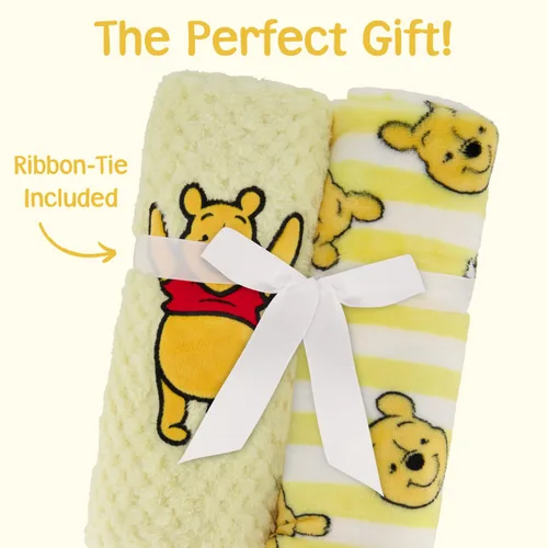 Miniatura 10 de Disney Paquete de 2 mantas de bebé para bebés y recién nacidos, manta de forro polar texturizado de felpa Winnie The Pooh, regalo unisex perfecto