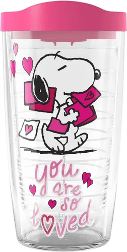 Tervis Vaso aislado de doble pared Peanuts Snoopy para el Día de San Valentín con texto en inglés «You Are So Loved Made in Estados Unidos»,