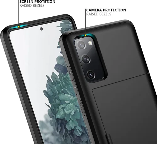 Miniatura 4 de Nvollnoe Funda para Samsung S20 FE con tarjetero de doble capa de protección resistente para Galaxy S20 FE, ranura para tarjeta oculta Funda delgada