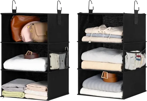 Miniatura 11 de StorageWorks Organizadores de Armario Jumbo de 6 Estantes, Dos Estantes Colgantes Separables de 3 Estantes para Armario, 13" P x 15" A x 48 ¼" Al