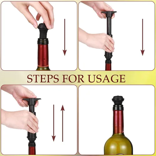 Miniatura 4 de Bomba de ahorro de vino de 18 piezas con tapones de botella al vacío, sistema de extracción de aire manual reutilizable, sellador de botellas