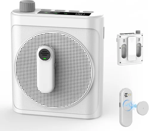 Amplificador de voz inalámbrico de 15 W con 2 micrófonos magnéticos Lavalier y reducción de ruido, sistema Bluetooth 5.3 PA para profesores, guía