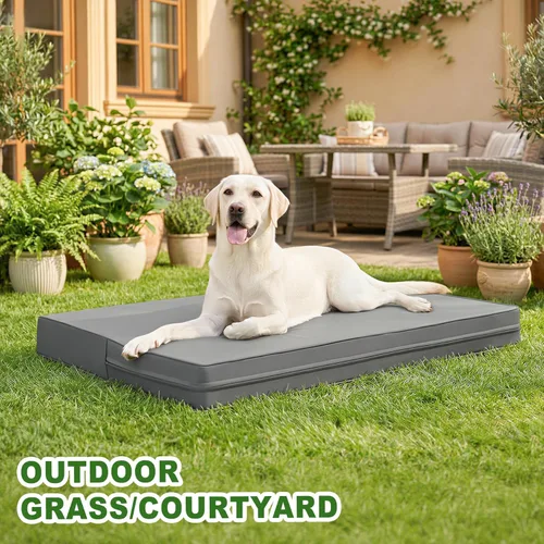 Miniatura 4 de Vonabem Cama Grande para Perro Impermeable Lavable Almohadilla XL para Jaula de 42 pulgadas, Camas para Mascotas de Cuero Duradero para Exteriores