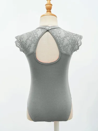 Miniatura 49 de JEATHA Leotardos de ballet para niñas, camisetas de baile, bailarina, encaje floral, con botones, entrepierna