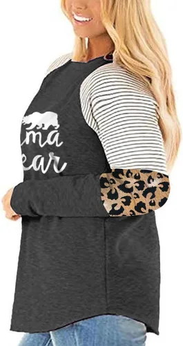 Miniatura 2 de Womens Plus Size Tops Long Sleeve Leopard Print Striped Color Block Shirts