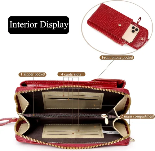 Miniatura 4 de Bolso cruzado pequeño para teléfono celular, cartera con tarjetero y ranura para tarjetas