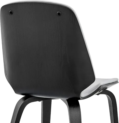 Miniatura 9 de Armen Living Brinley Mid Century - Silla auxiliar moderna de piel sintética gris y madera negra para comedor, mesa de cocina, escritorio, tocador