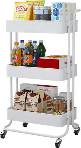 Miniatura 8 de Sooyee - Carrito rodante de 3 niveles con ruedas, gabinete de almacenamiento delgado y estrecho, organizador de almacenamiento debajo del escritorio