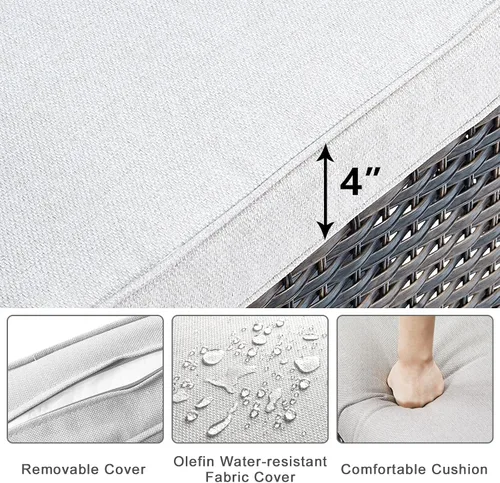 Miniatura 5 de HUMMUH Juego de 2 sillas de mimbre para exteriores, sillas de comedor con respaldo alto y asiento profundo para jardín, porche, patio trasero