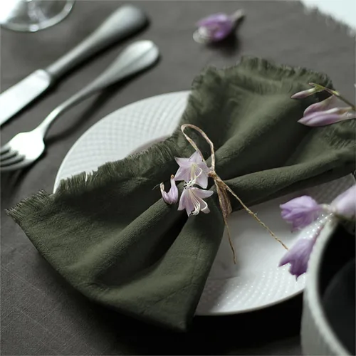 Miniatura 19 de Servilletas de tela hechas a mano 100% de algodón con flecos, delicadas servilletas de tela hechas a mano para cenas, fiestas, bodas y más, 18 x 18