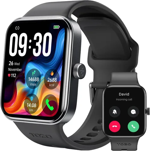 TOZO AMOLED S4 AcuFit One - Reloj inteligente de 1.78 pulgadas, pantalla ultra clara para hombres y mujeres, monitor de actividad física de Negro