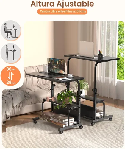 Miniatura 6 de QZMDSM Escritorio portátil con ruedas de altura ajustable para espacios pequeños, escritorio de computadora de 32 pulgadas, mesas de dibujo