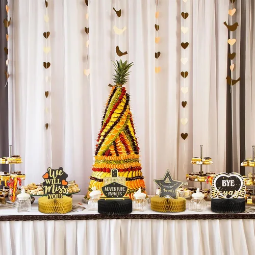 Miniatura 5 de 9 piezas de decoraciones de fiesta de despedida, decoraciones de fiesta de despedida We Will Miss You, centros de mesa de nido de abeja negro
