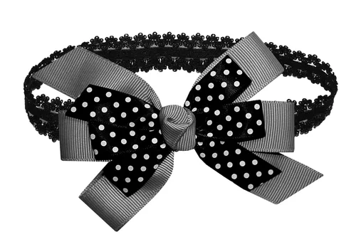 Miniatura 51 de WEBB DIRECT2U WD2U - Diadema elástica con lazo de grogrén de puntos negros para niñas (verde manzana)
