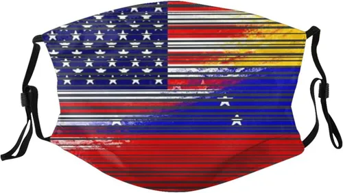 Máscara de la bandera de Venezuela de Estados Unidos protege el sistema respiratorio respiratorio respiratorio con tranquilidad negro, Negro -