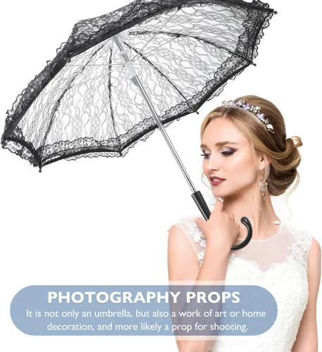 Miniatura 8 de GANAZONO Paraguas de encaje Paraguas Vintage Bordado Parasol Romántico Señora Blanco