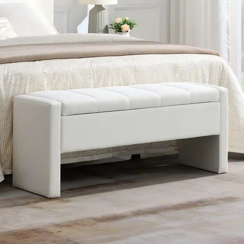 Otomana de 47.25 pulgadas con almacenamiento, banco de almacenamiento para el extremo de la cama, banco de entrada, reposapiés multifuncional