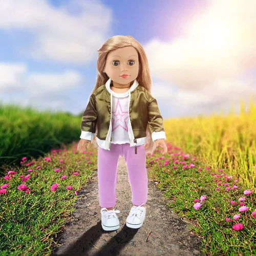 Miniatura 8 de Ecore Fun 4 juegos de ropa y zapatos de muñeca de 18 pulgadas y bolsa linda para niños, ropa casual para muñecas de 18 pulgadas con banda