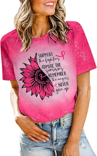 Miniatura 6 de Camisetas de cáncer de mama para mujer, camiseta de cinta rosa para concientización sobre el cáncer de mama, camiseta de apoyo al cáncer, camiseta