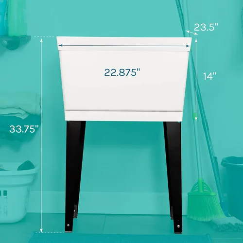 Miniatura 2 de Tina de lavandería fregadero utilitario de 19 galones de JS Jackson Supplies con patas de metal ajustables, ideal para cuarto de lavandería, sótano