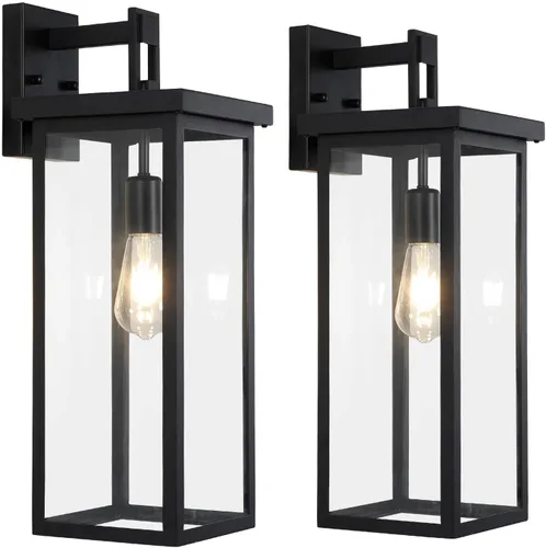 Miniatura 11 de tewei Farol de Pared Exterior de Gran Tamaño Accesorio de Luz de Pared Exterior, Luz de Porche Negro Mate, Luces Exteriores Impermeables para Casa
