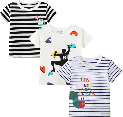 Miniatura 2 de Camisetas de algodón, informales y básicas, de invierno, de manga larga y cuello redondo en paquetes de 3 unidades, para niños