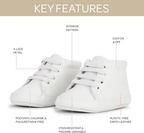 Miniatura 3 de JuJuBe - Zapatos de bebé de silicona para bebés, cuero vegano, Eco Steps Sneaks