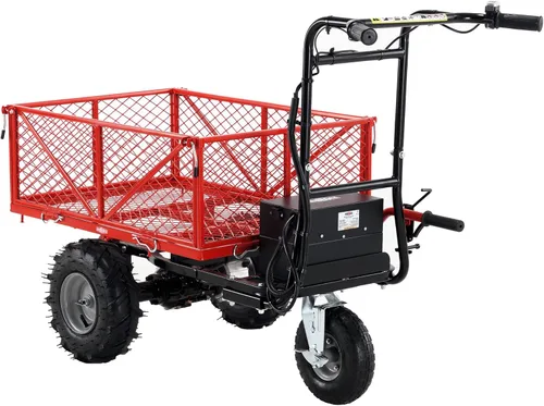Miniatura 9 de Carretilla eléctrica, 24 V CC 180 W AGM Batería 330 lbs (150 kg) Capacidad máxima Barril Dump Material Debris Hauler Rojo