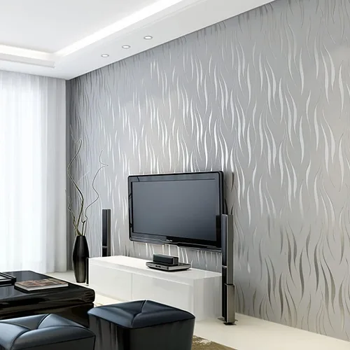 Miniatura 2 de Papel tapiz 3D no tejido, largo 20.8 pulgadas, ancho 393 pulgadas por rollo, papel tapiz moderno de impresión moderna para sala de estar, baño