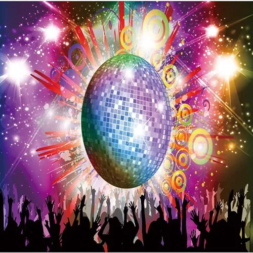 Miniatura 6 de AOFOTO Telones de fondo de bola de discotecas de 5 x 3 pies para fotografía, luces de neón brillantes, música, club, baile, DJ, tema de sesión