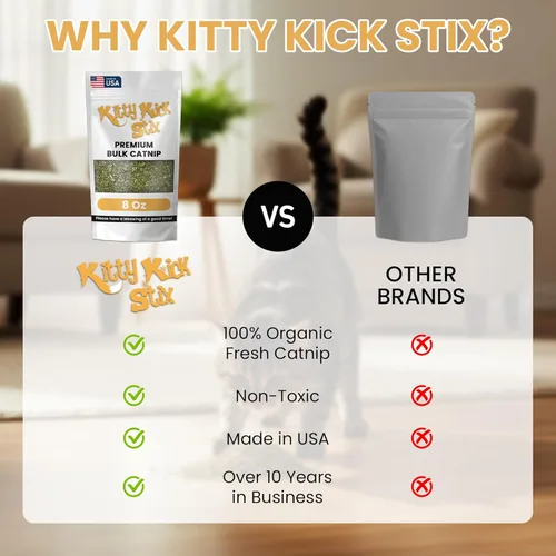 Miniatura 6 de Kitty Kick Stix Hierba gatera a granel de alta calidad fabricada en Estados Unidos, 100% natural, la mejor hierba gatera para gatos, pezón de gato