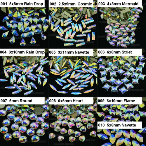 Miniatura 2 de Massive Beads Gemas de diamantes de imitación de cristal con parte trasera plana mixta para arte de uñas 3D para teléfono DIY