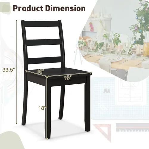 Miniatura 3 de ERGOMASTER Juego de 4 sillas de comedor de madera, sillas de cocina de madera sin brazos con respaldo, sillas laterales de restaurante para estudio